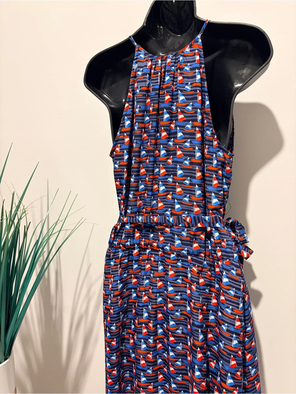 Nautical Print Slip Dress - Size L (Like New)